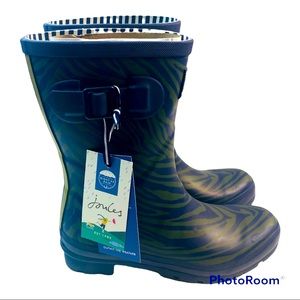 NWT JOULES "Zebra" mid calf rain-boots sz7